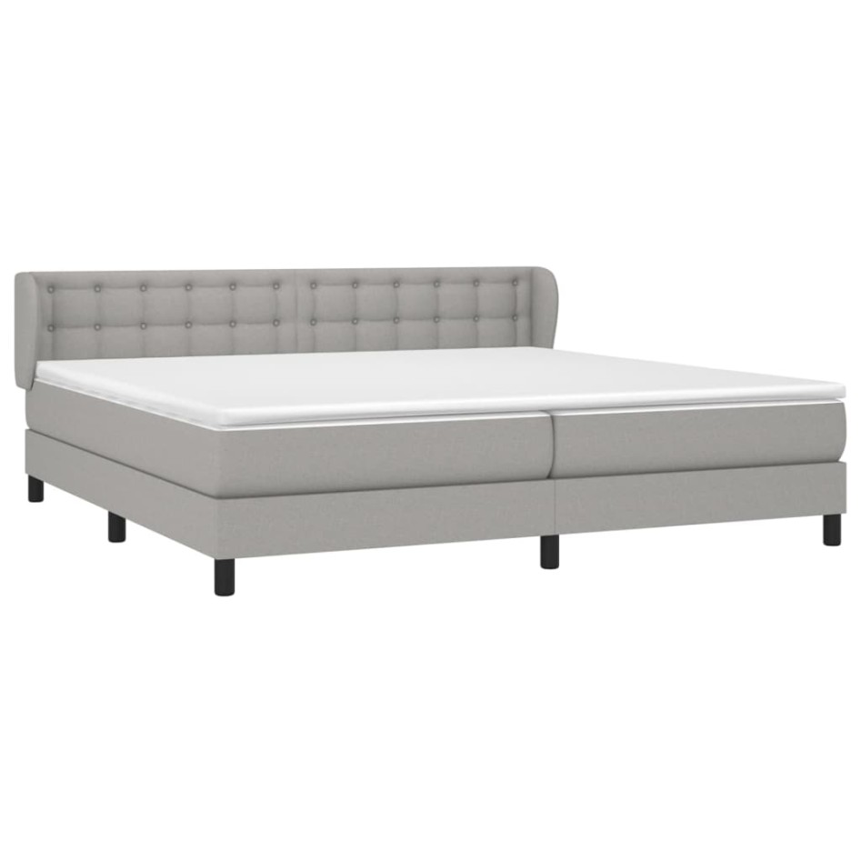 Cama box spring con colchón tela gris claro 200x200