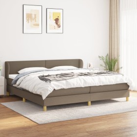 Cama box spring con colchón tela gris taupe 200x200