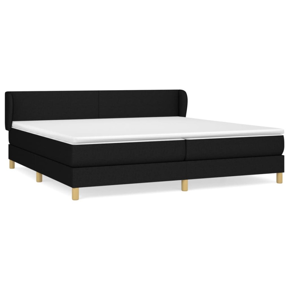 Cama box spring con colchón tela negro 200x200