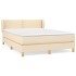 Cama box spring con colchón tela color crema 140x190