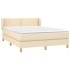 Cama box spring con colchón tela color crema 140x190
