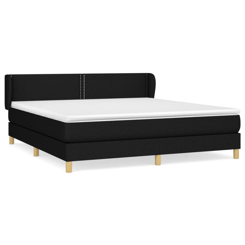 Cama box spring con colchón tela negro 180x200