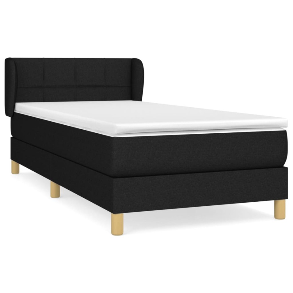 Cama box spring con colchón tela negro 100x200