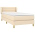 Cama box spring con colchón tela color crema 100x200
