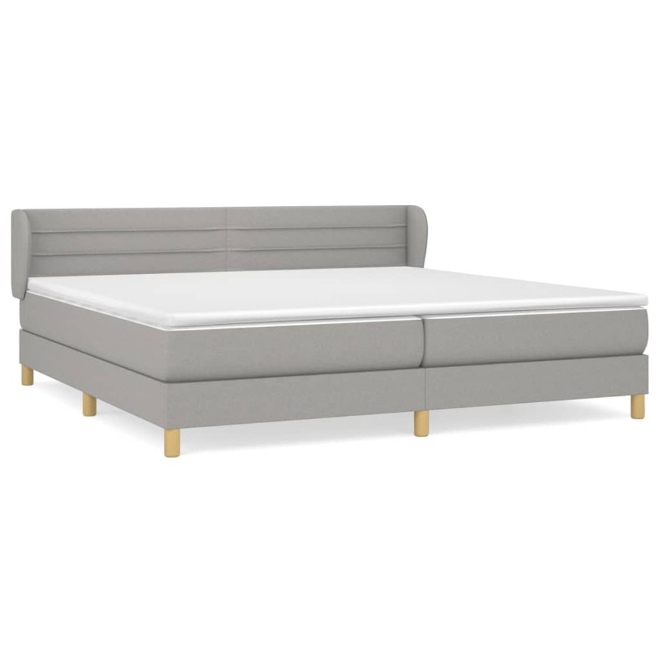 Cama box spring con colchón tela gris claro 200x200