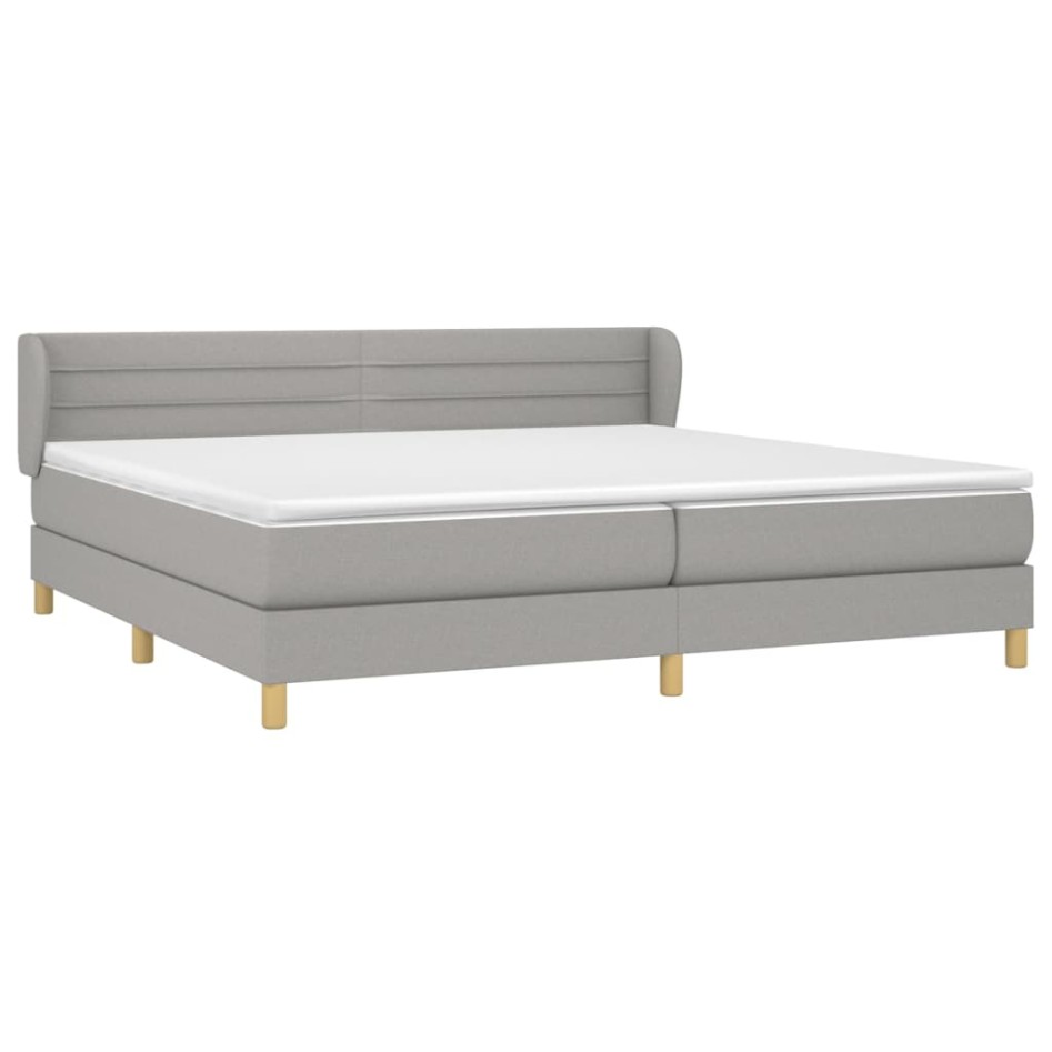 Cama box spring con colchón tela gris claro 200x200