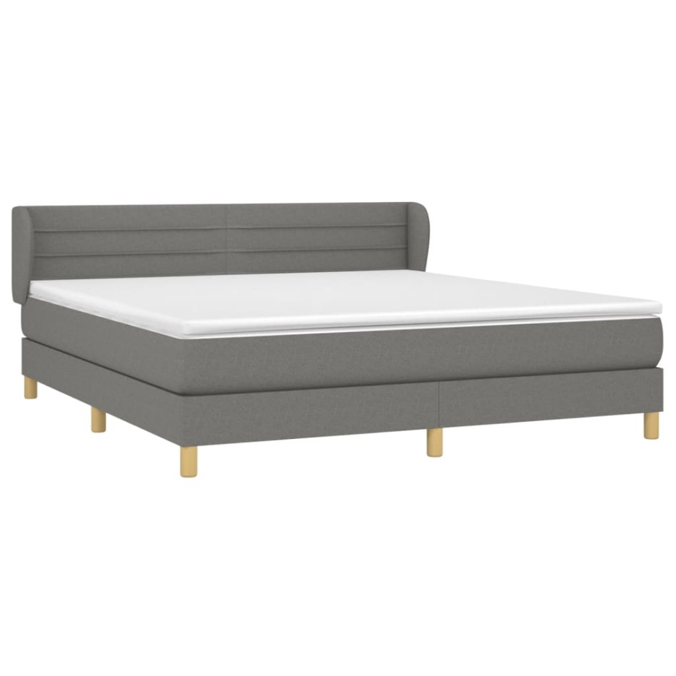 Cama box spring con colchón tela gris oscuro 180x200