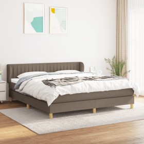 Cama box spring con colchón tela gris taupe 160x200