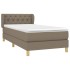 Cama box spring con colchón tela gris taupe 80x200