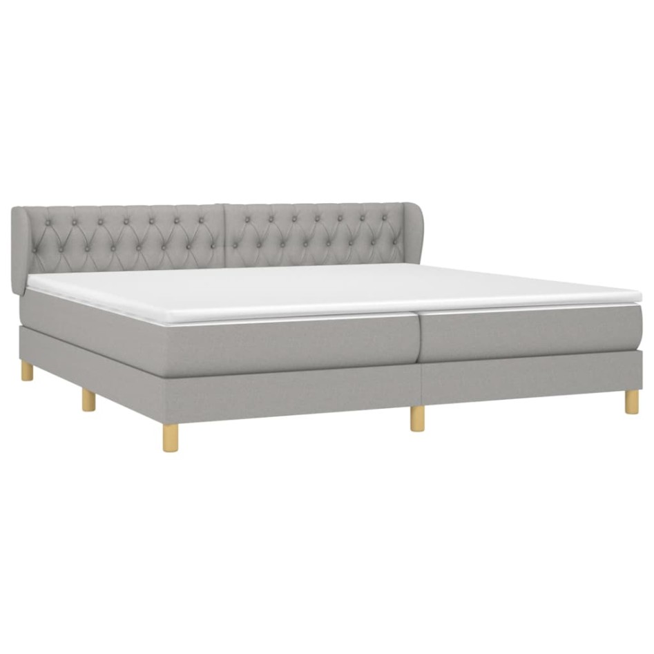 Cama box spring con colchón tela gris claro 200x200