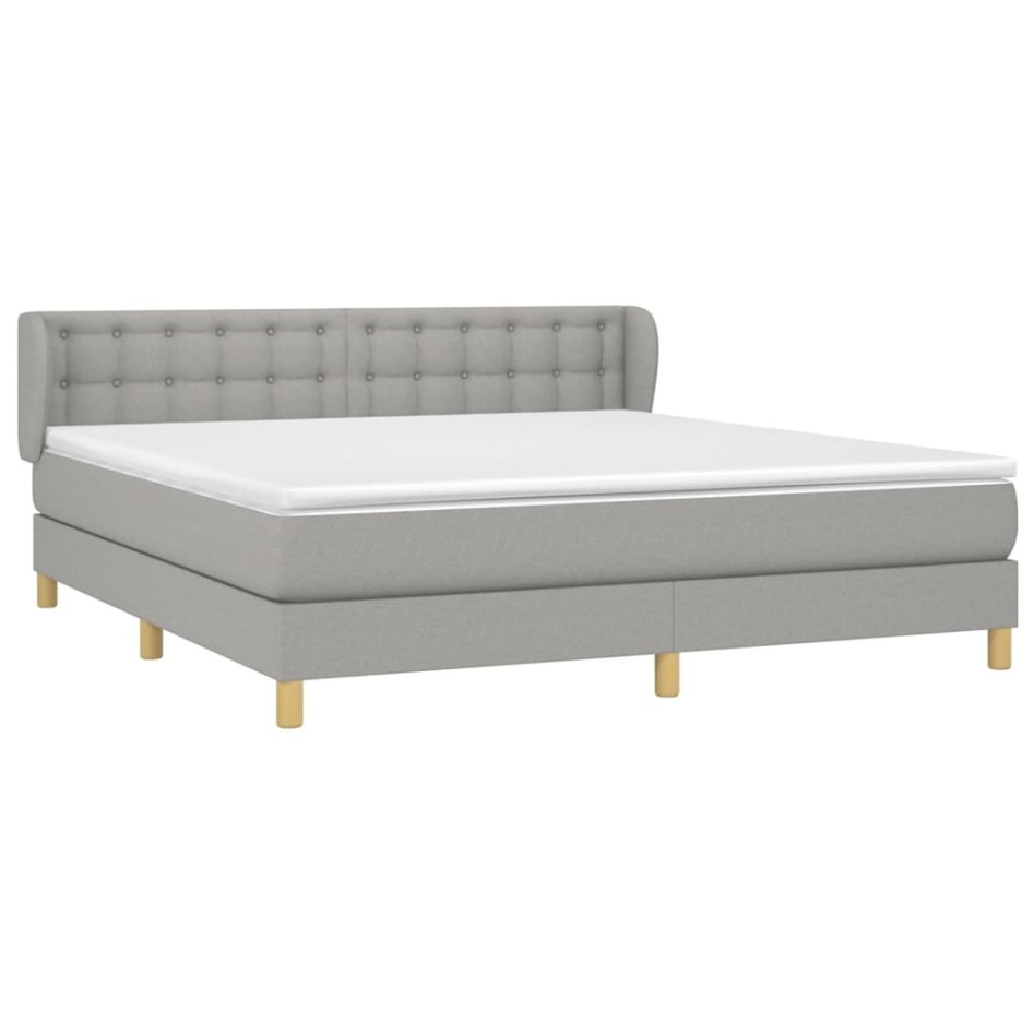 Cama box spring con colchón tela gris claro 160x200