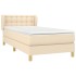 Cama box spring con colchón tela color crema 100x200