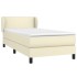 Cama box spring con colchón cuero sintético crema 100x200
