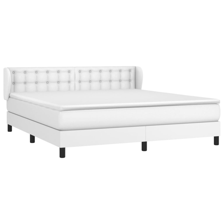 Cama box spring con colchón cuero sintético blanco 180x200