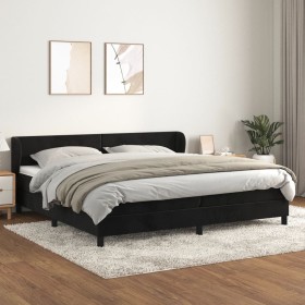 Cama box spring con colchón terciopelo negro 200x200