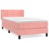 Cama box spring con colchón terciopelo rosa 90x200