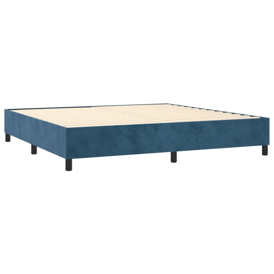 Cama box spring con colchón terciopelo azul oscuro 90x190