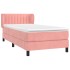 Cama box spring con colchón terciopelo rosa 100x200