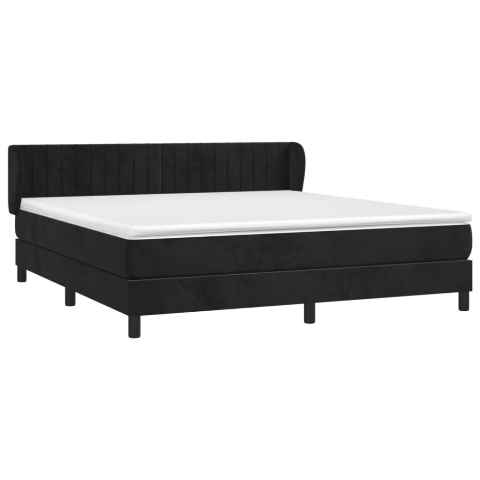 Cama box spring con colchón terciopelo negro 160x200