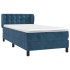 Cama box spring con colchón terciopelo azul oscuro 90x200