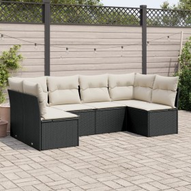 Set de sofás de jardín 6 piezas y cojines ratán sintético