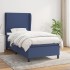 Cama box spring con colchón tela azul 90x200