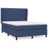 Cama box spring con colchón tela azul 140x190