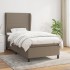 Cama box spring con colchón tela gris taupe 100x200