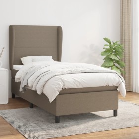 Cama box spring con colchón tela gris taupe 100x200