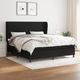 Cama box spring con colchón tela negro 160x200