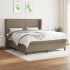 Cama box spring con colchón tela gris taupe 160x200