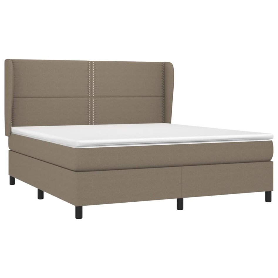 Cama box spring con colchón tela gris taupe 160x200