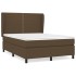 Cama box spring con colchón tela marrón oscuro 140x200