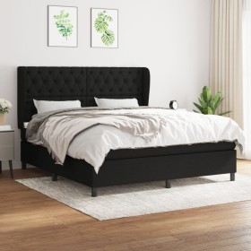 Cama box spring con colchón tela negro 160x200