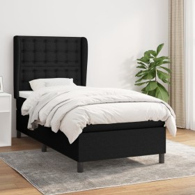 Cama box spring con colchón tela negro 90x200