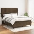 Cama box spring con colchón tela marrón oscuro 140x200