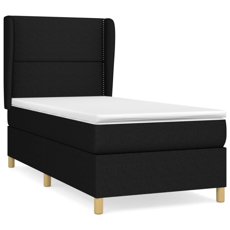 Cama box spring con colchón tela negro 100x200
