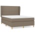 Cama box spring con colchón tela gris taupe 140x200