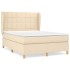 Cama box spring con colchón tela color crema 140x200