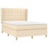 Cama box spring con colchón tela color crema 140x200