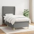 Cama box spring con colchón tela gris oscuro 80x200