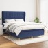 Cama box spring con colchón tela azul 140x190