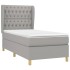 Cama box spring con colchón tela gris claro 90x190