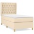 Cama box spring con colchón tela color crema 100x200