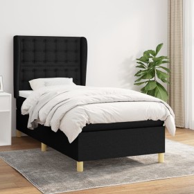 Cama box spring con colchón tela negro 100x200