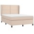 Cama box spring con colchón cuero sintético capuchino