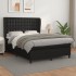 Cama box spring con colchón cuero sintético negro