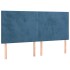 Cama box spring con colchón terciopelo azul oscuro 160x200