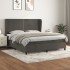 Cama box spring con colchón terciopelo gris oscuro 160x200