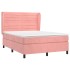 Cama box spring con colchón terciopelo rosa 140x190